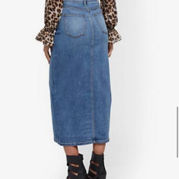 Rave r2r split slit jean skirt size 5 y2k vintage womens western denim - Picture 3 of 8